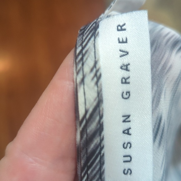 Susan Graver Black/Gray/White Sheer Long Open Front Kimono Sz 2X - Picture 7 of 10